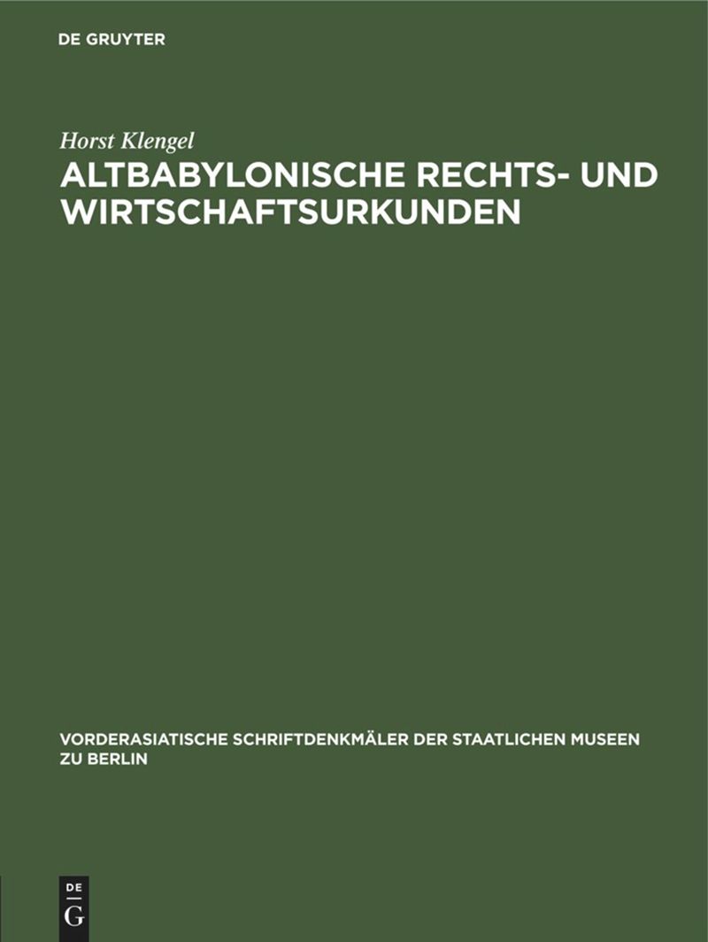 book: Altbabylonische Rechts- und Wirtschaftsurkunden