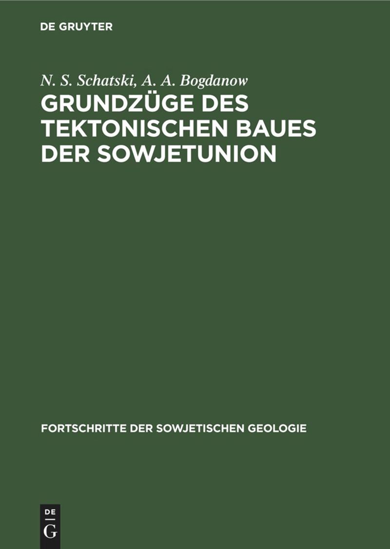 book: Grundzüge des tektonischen Baues der Sowjetunion