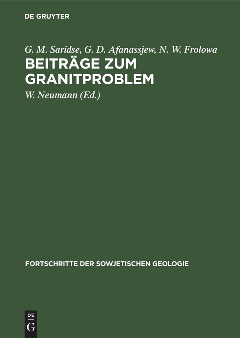 book: Beiträge zum Granitproblem
