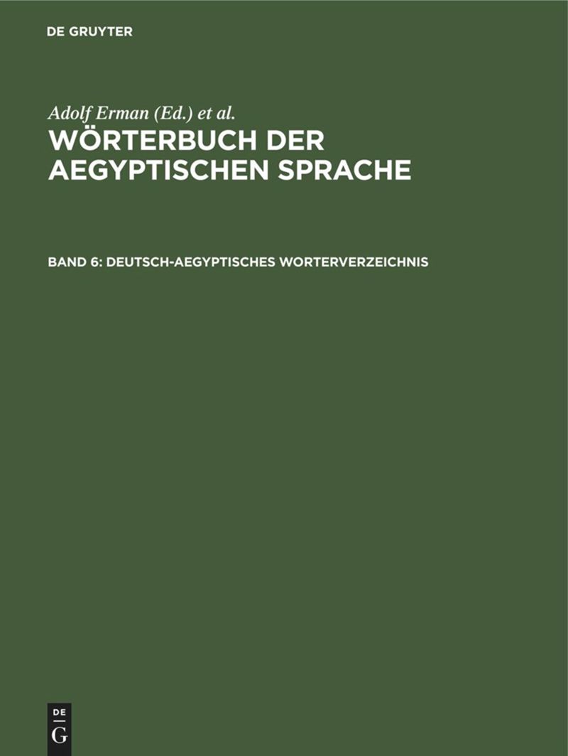 book: Band 6 Deutsch-aegyptisches Worterverzeichnis