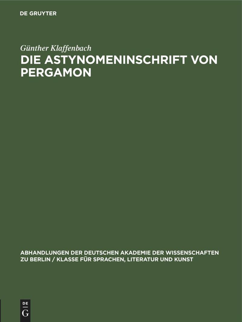 book: Die Astynomeninschrift von Pergamon