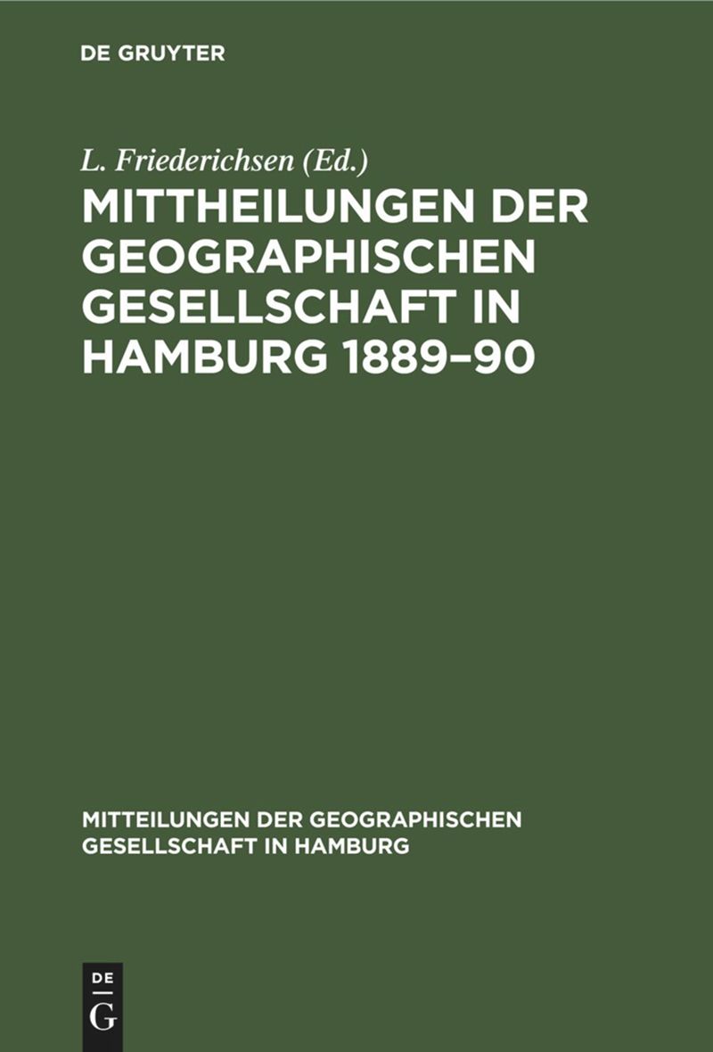book: Mittheilungen der Geographischen Gesellschaft in Hamburg 1889–90