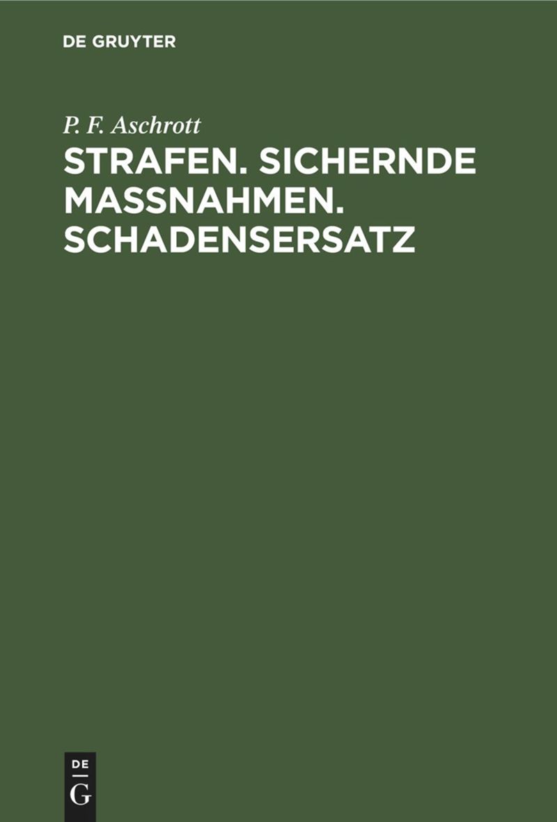 book: Strafen. Sichernde Massnahmen. Schadensersatz