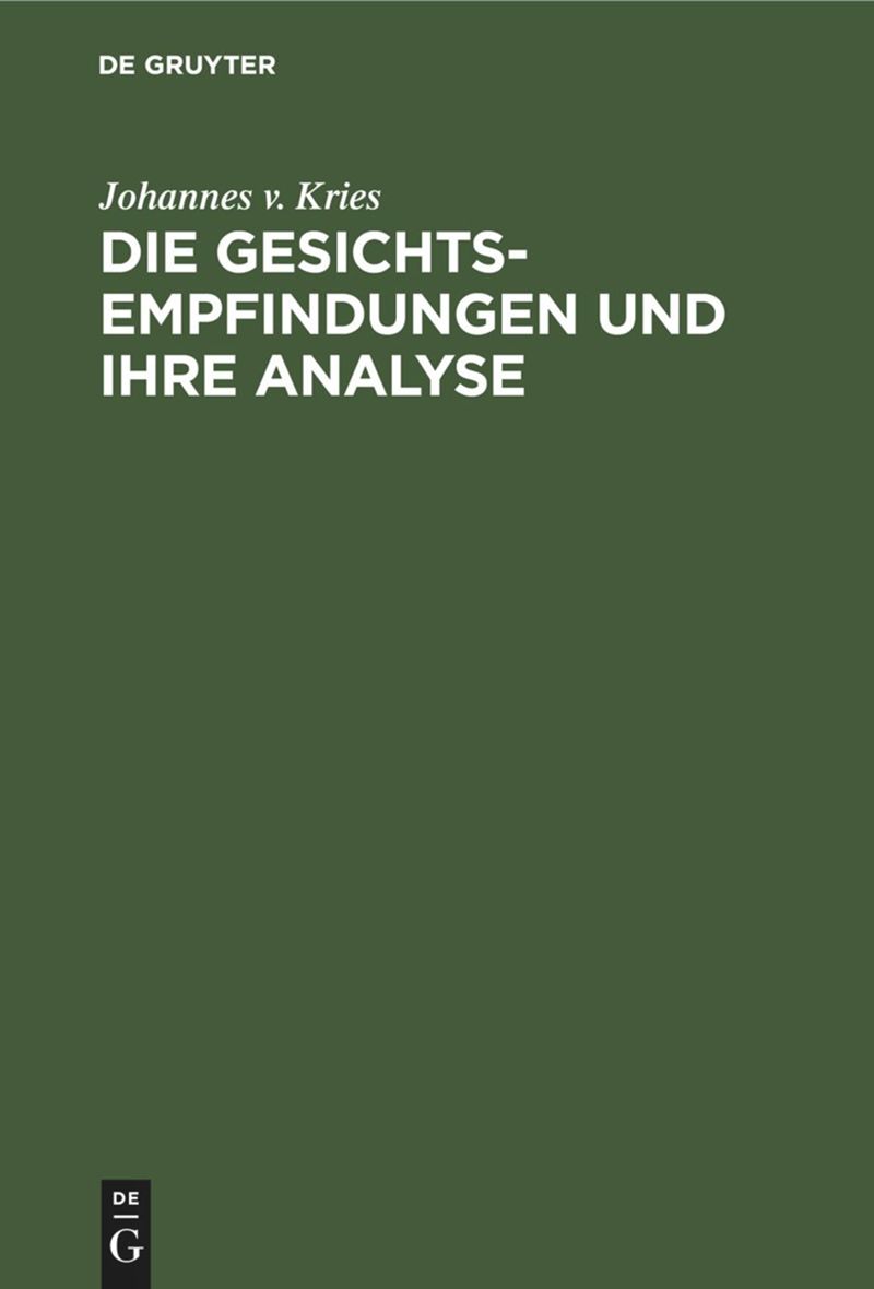 book: Die Gesichts-Empfindungen und ihre Analyse