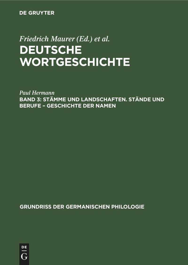 book: Band 3 Stämme und Landschaften. Stände und Berufe – Geschichte der Namen