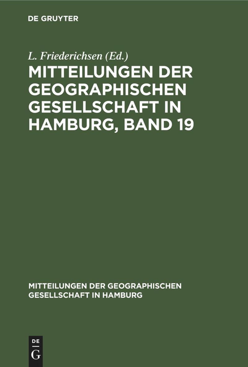 book: Mitteilungen der Geographischen Gesellschaft in Hamburg, Band 19