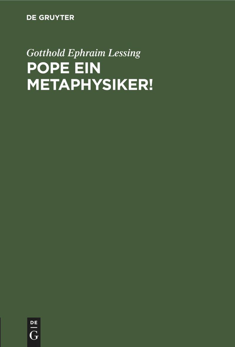 book: Pope ein Metaphysiker!