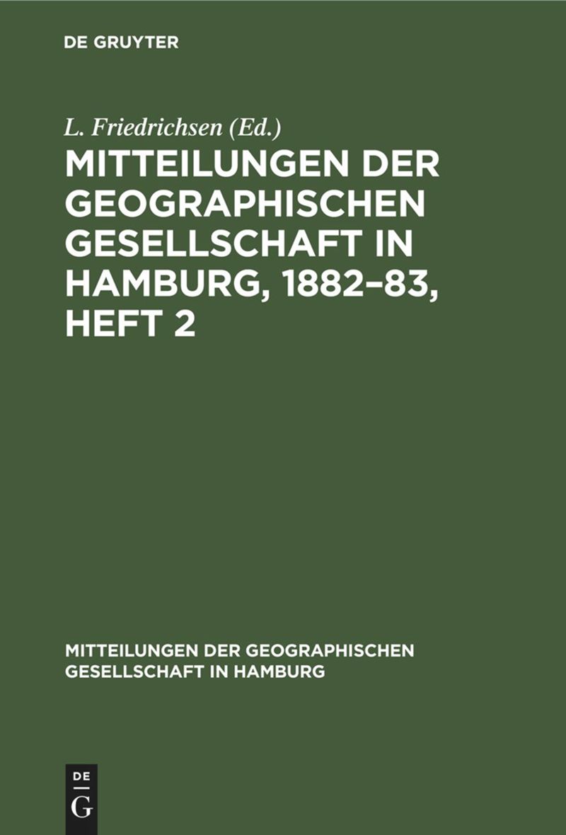 book: Mitteilungen der Geographischen Gesellschaft in Hamburg, 1882–83, Heft 2