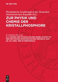 book: [I.] Tagung der Physikalischen Gesellschaft in der Deutschen Demokratischen Republik vom 26.–29. April 1959 in Greifswald