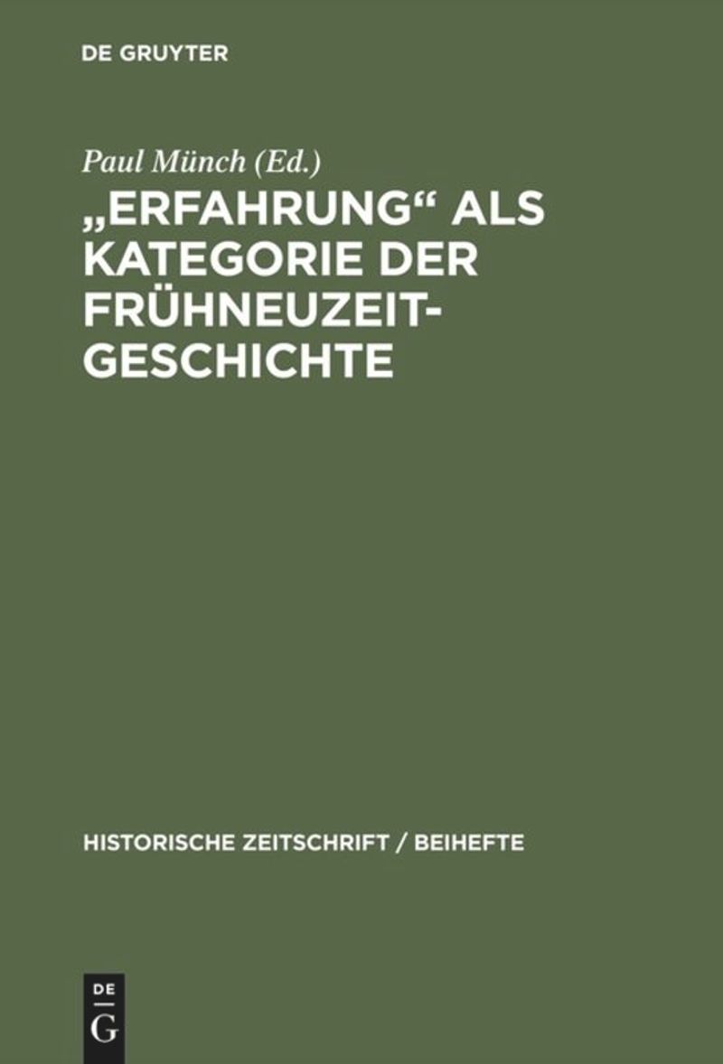 book: "Erfahrung" als Kategorie der Frühneuzeitgeschichte