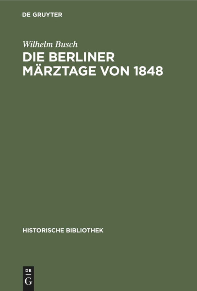 book: Die Berliner Märztage von 1848