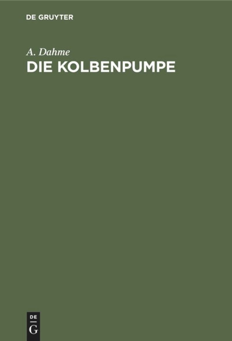 book: Die Kolbenpumpe