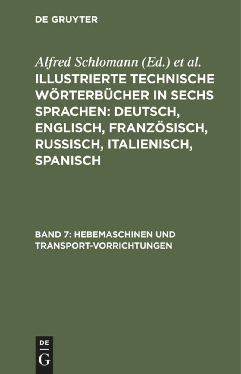 book: Band 7 Hebemaschinen und Transport-Vorrichtungen