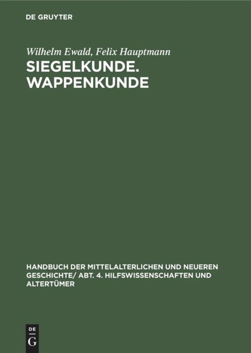 book: Siegelkunde. Wappenkunde