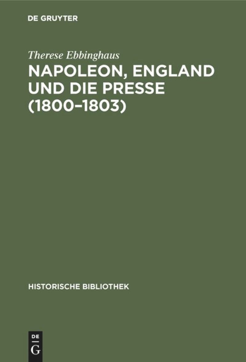 book: Napoleon, England und die Presse (1800–1803)