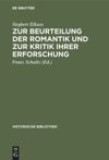book: Zur Beurteilung der Romantik und zur Kritik ihrer Erforschung