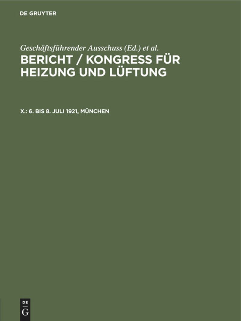book: X. 6. bis 8. Juli 1921, München