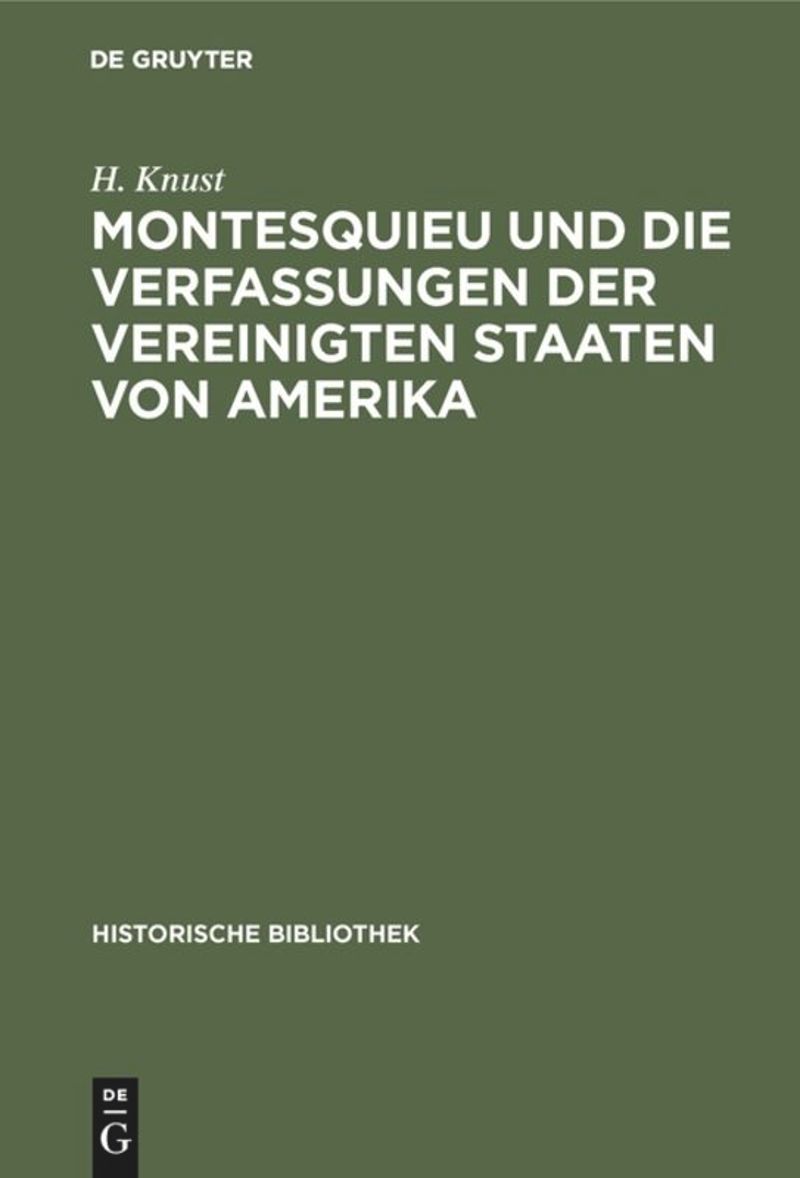 book: Montesquieu und die Verfassungen der Vereinigten Staaten von Amerika