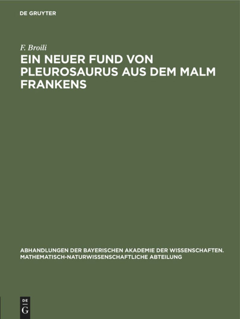 book: Ein neuer Fund von Pleurosaurus aus dem Malm Frankens
