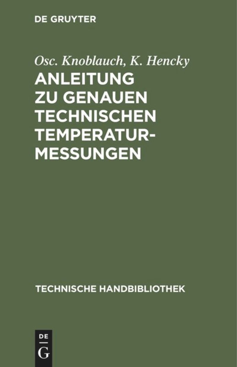 book: Anleitung zu genauen technischen Temperaturmessungen