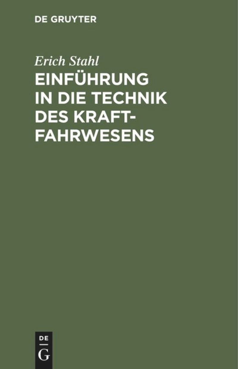 book: Einführung in die Technik des Kraftfahrwesens