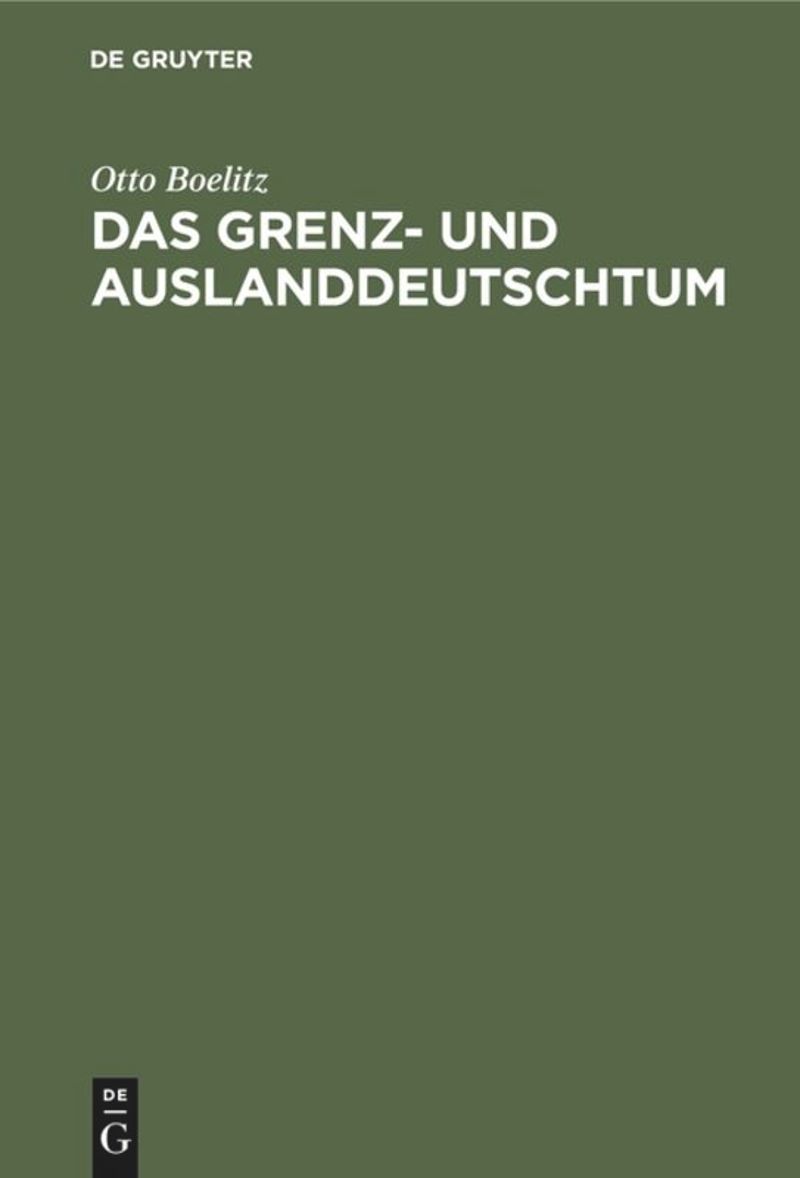 book: Das Grenz- und Auslanddeutschtum