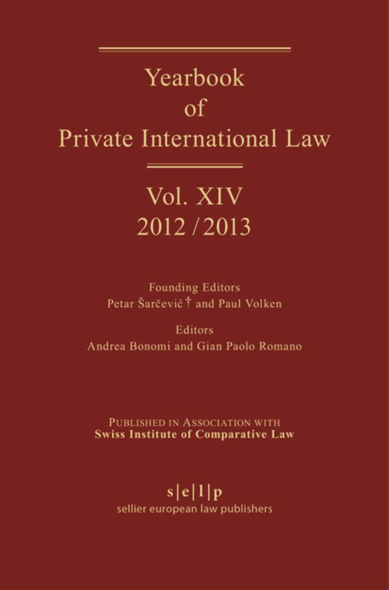 book: Volume XIV Yearbook of Private International Law