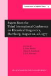 book: Papers from the Third International Conference on Historical Linguistics, Hamburg, August 22–26 1977