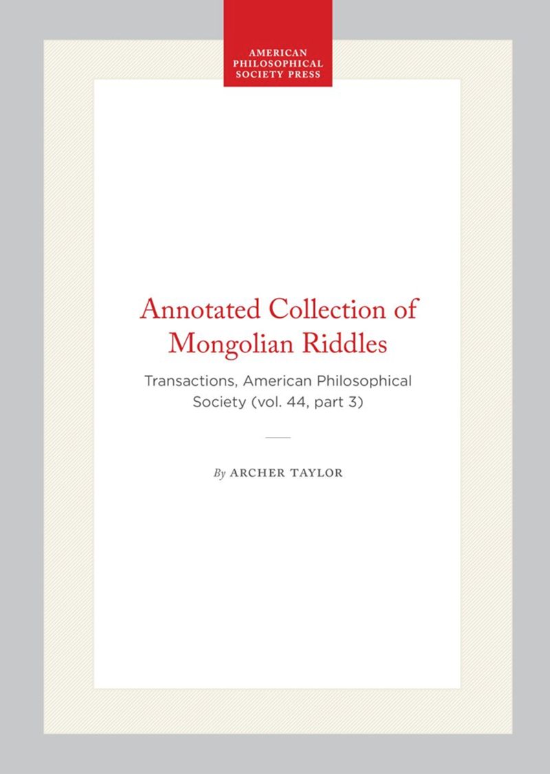 book: Annotated Collection of Mongolian Riddles