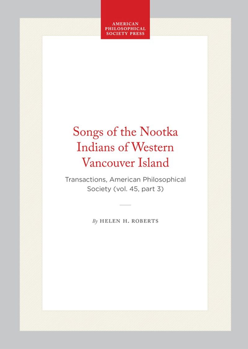 book: Songs of the Nootka Indians of Western Vancouver Island