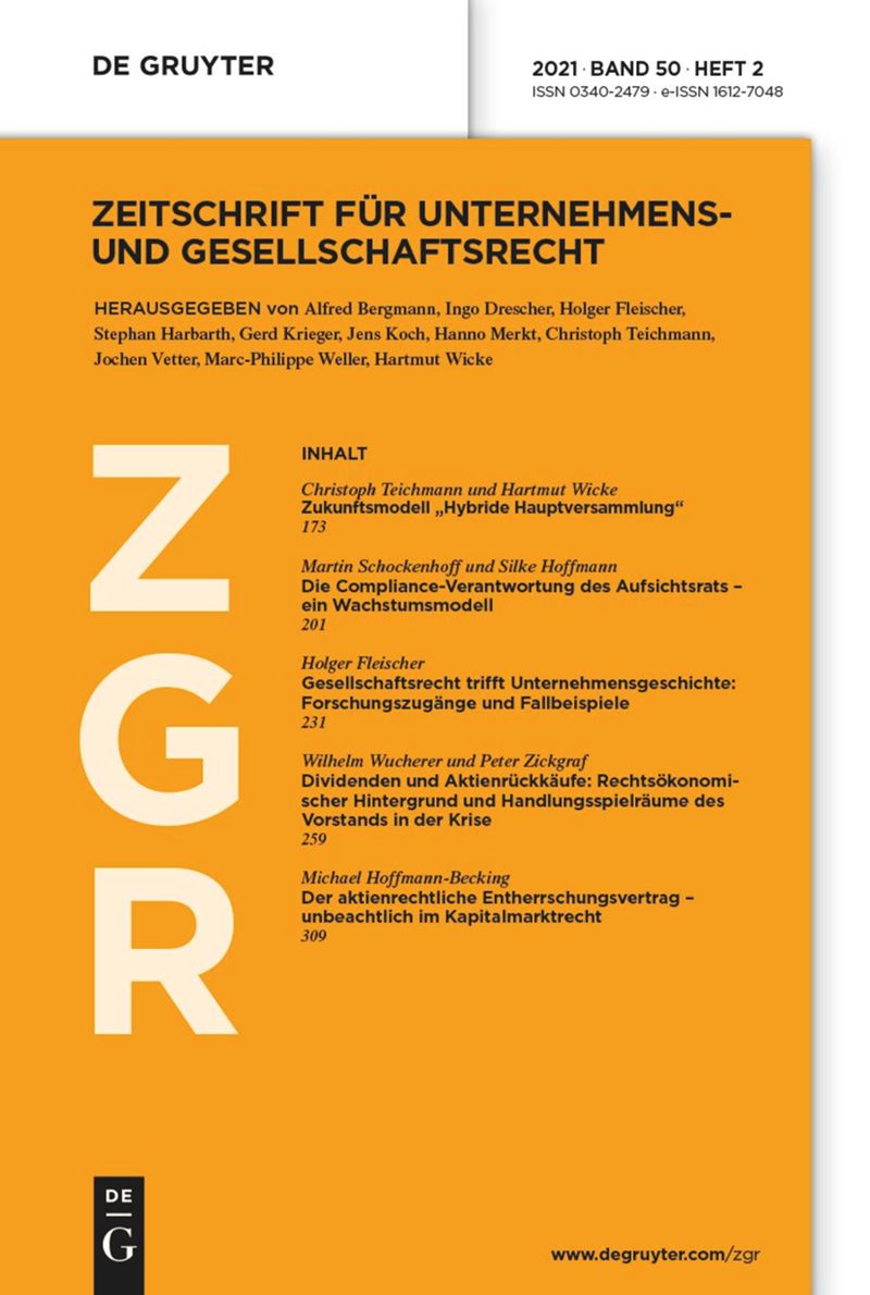 journal: Zeitschrift für Unternehmens- und Gesellschaftsrecht