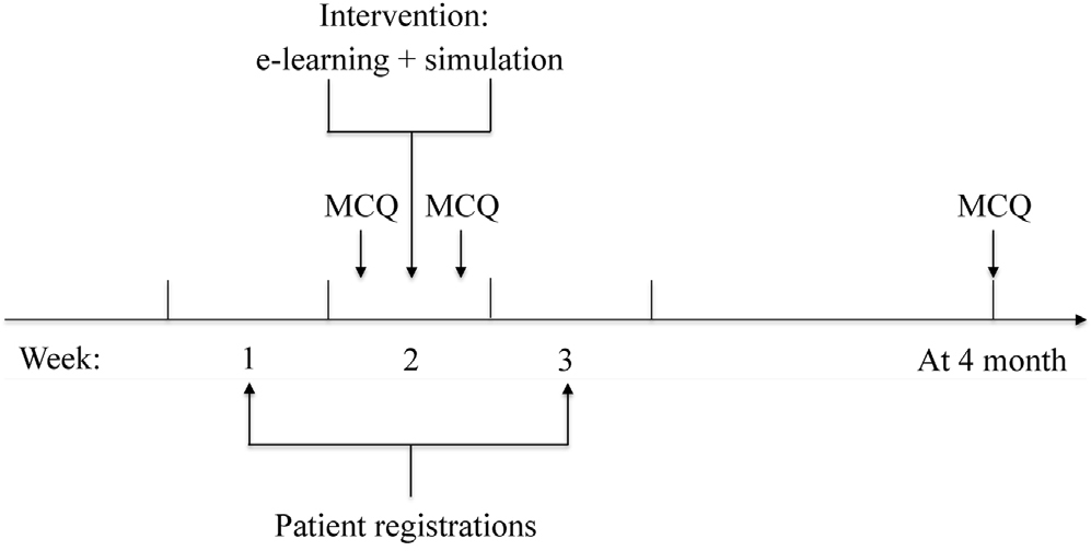 Fig. 1
Timeline of study period. MCQ: multiple choice questionnaire.