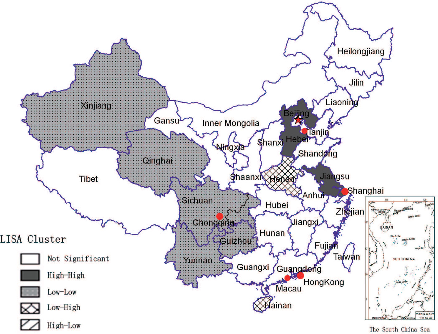 Figure 3 The clusters of regional economic growth