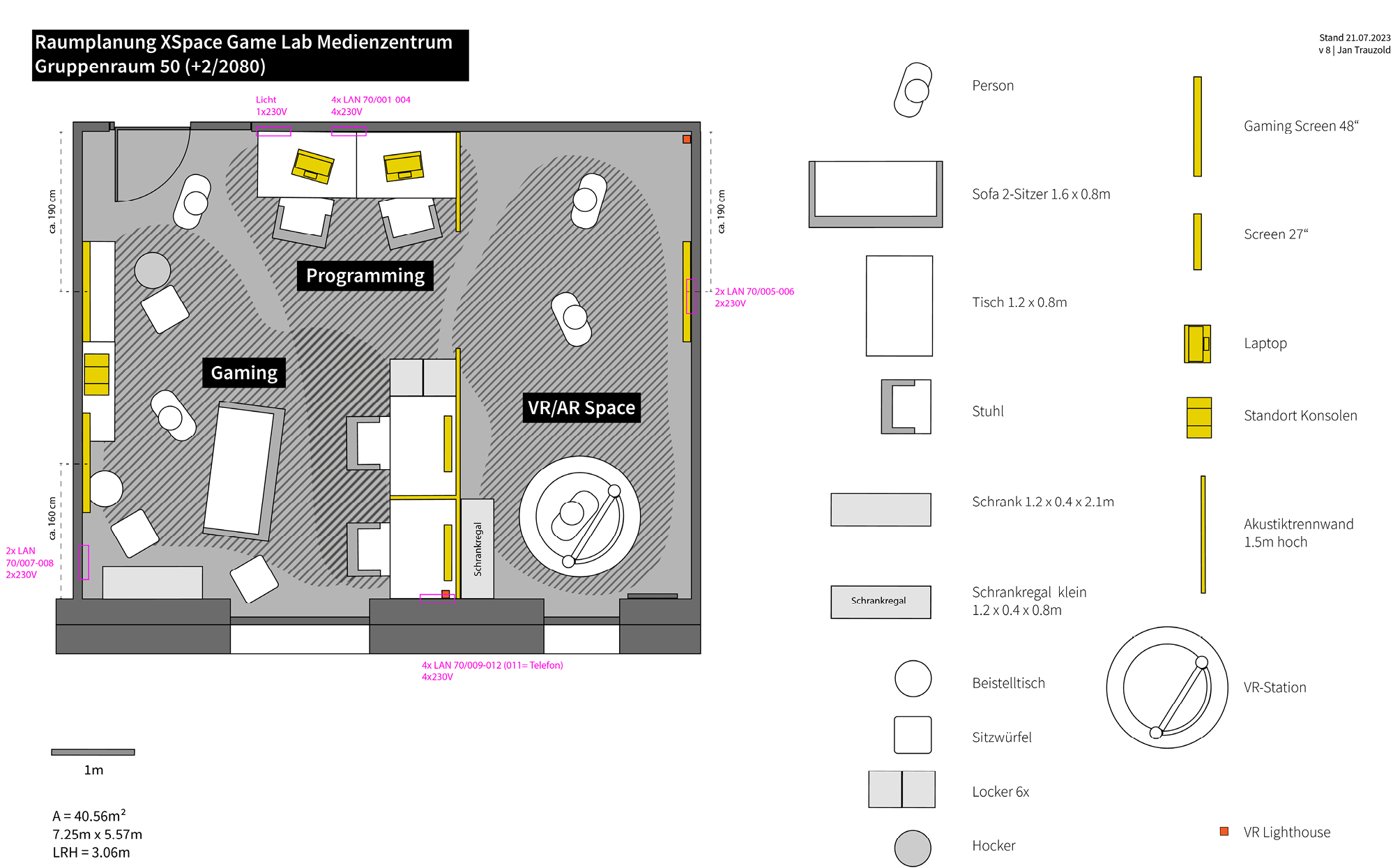 Abb. 1: Raumplan des Game Lab (Grafik: Jan Trauzold)