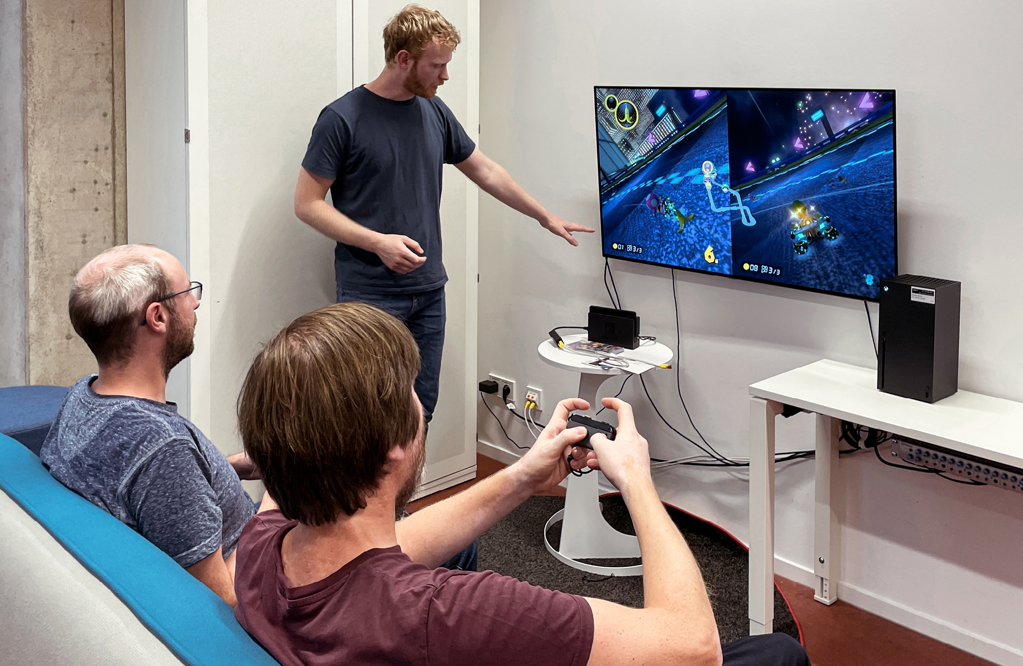 Abb. 2: Test eines Multiplayer-Spiels an der Nintendo Switch (Foto: Susanne Saker)