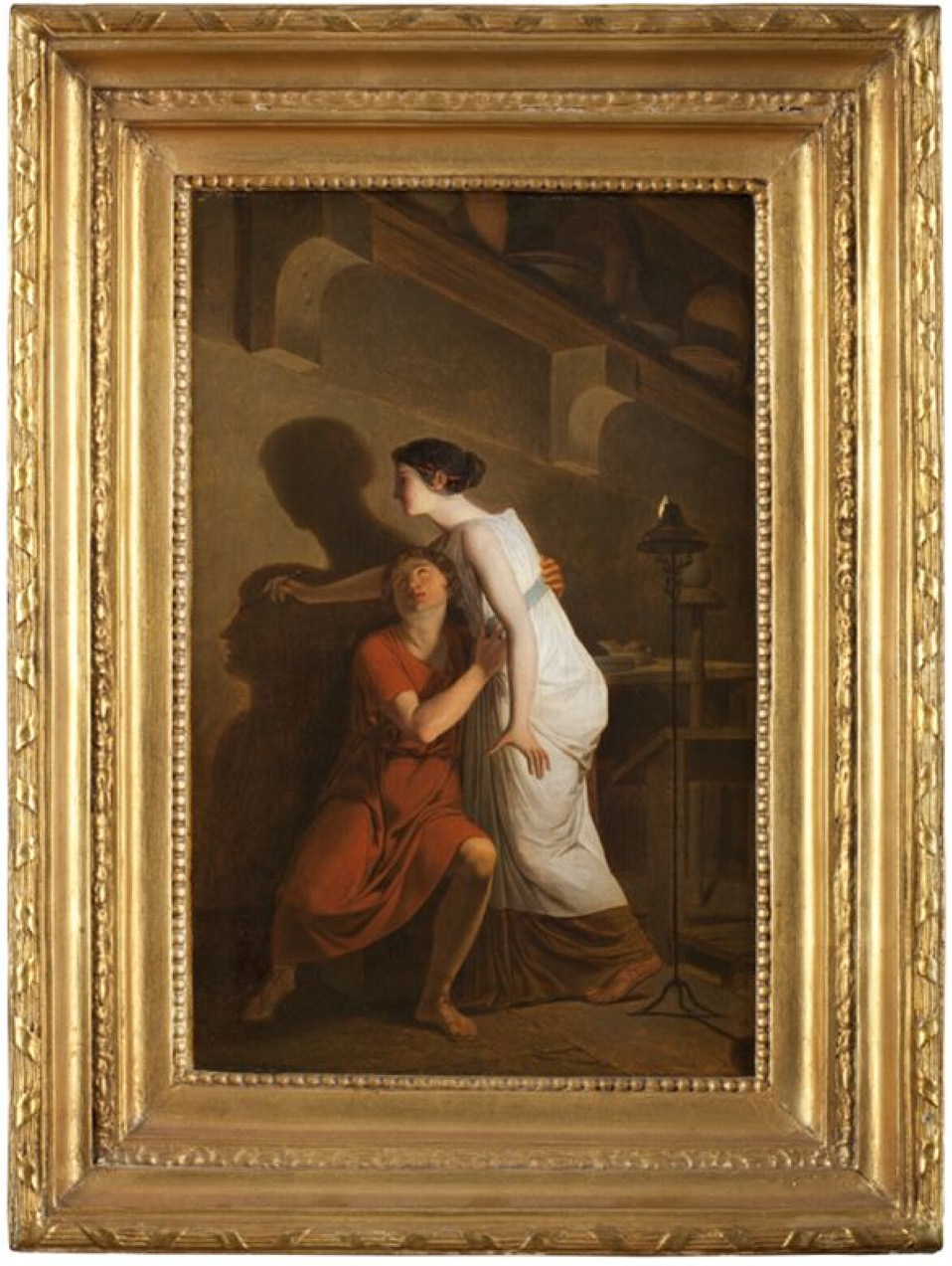 Abb. 2:  Joseph Benoît Suvée, Die Erfindung der Zeichenkunst, 1791, Groeningemuseum, Brugge