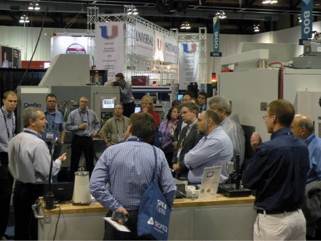 Figure 1 SPIE-Optifab: Large equipment on the floor and many product demos attracted the attention of optics experts.