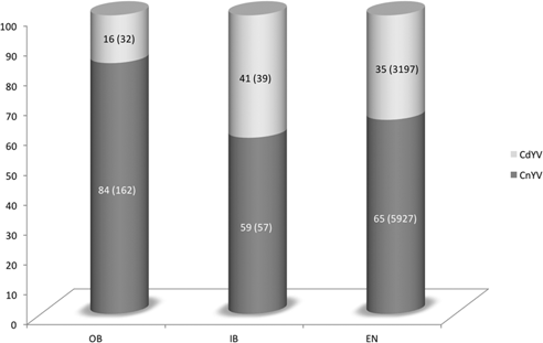 Figure 1: Construction token percentages (with raw frequencies in parentheses) across the three corpora.