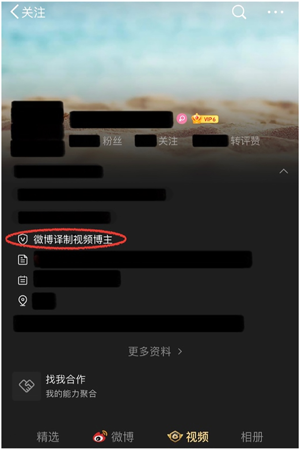 Figure 1:
The account verification of a Weibo subtitling video blogger.
