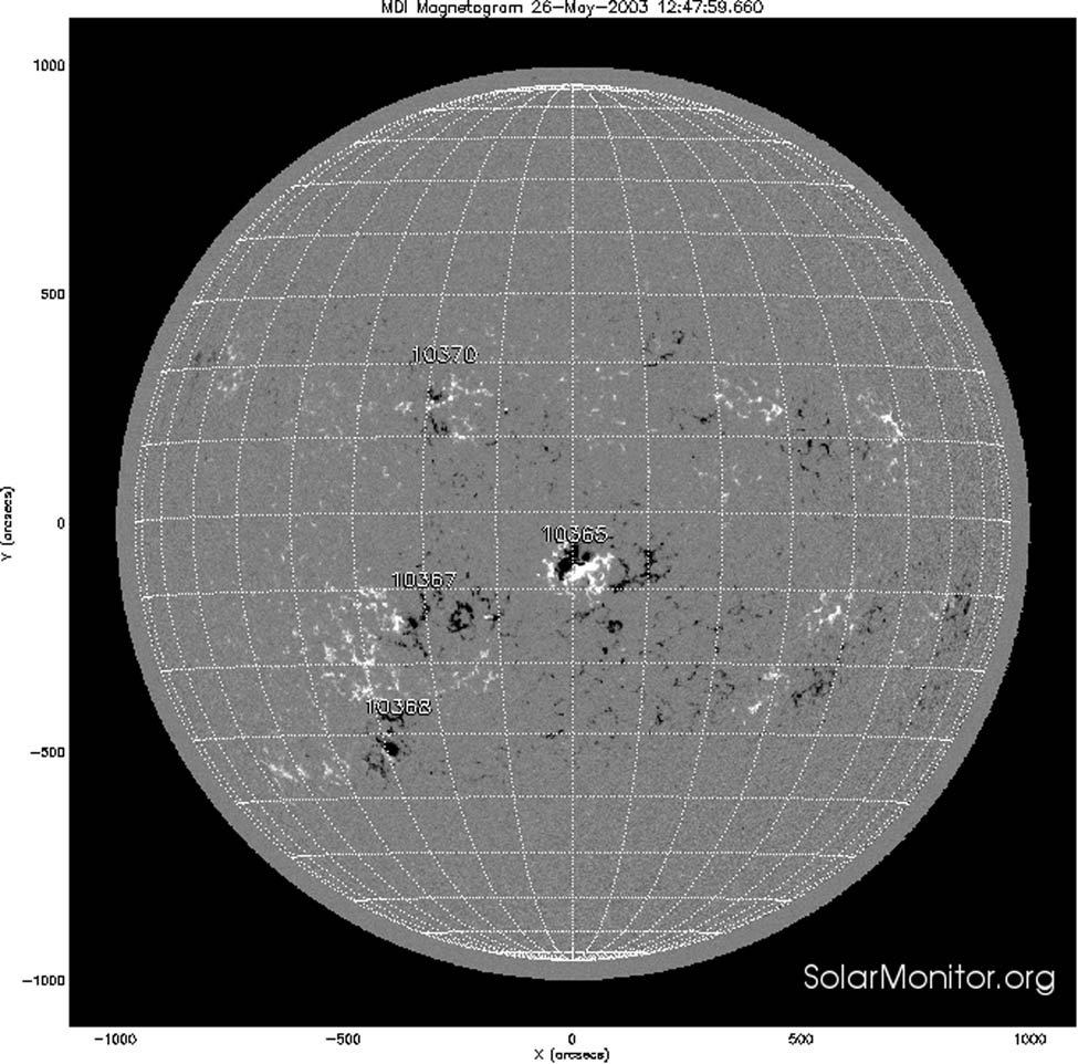 Figure 2 
               AR 10365 SOHO/MDI Magnetogram 05/26/2003.
            