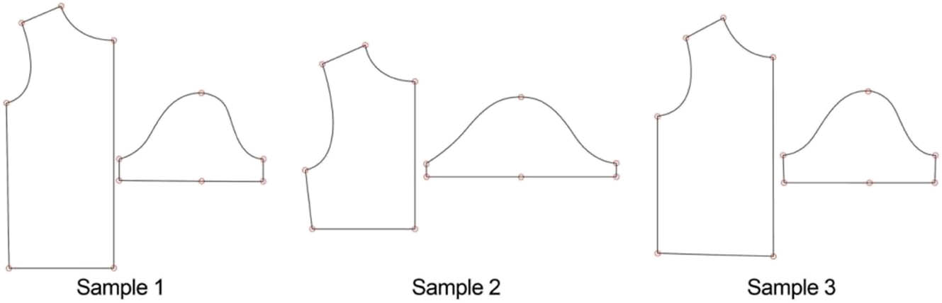 Figure 3
Women’s T-shirt front and sleeve pattern based on parameter values.