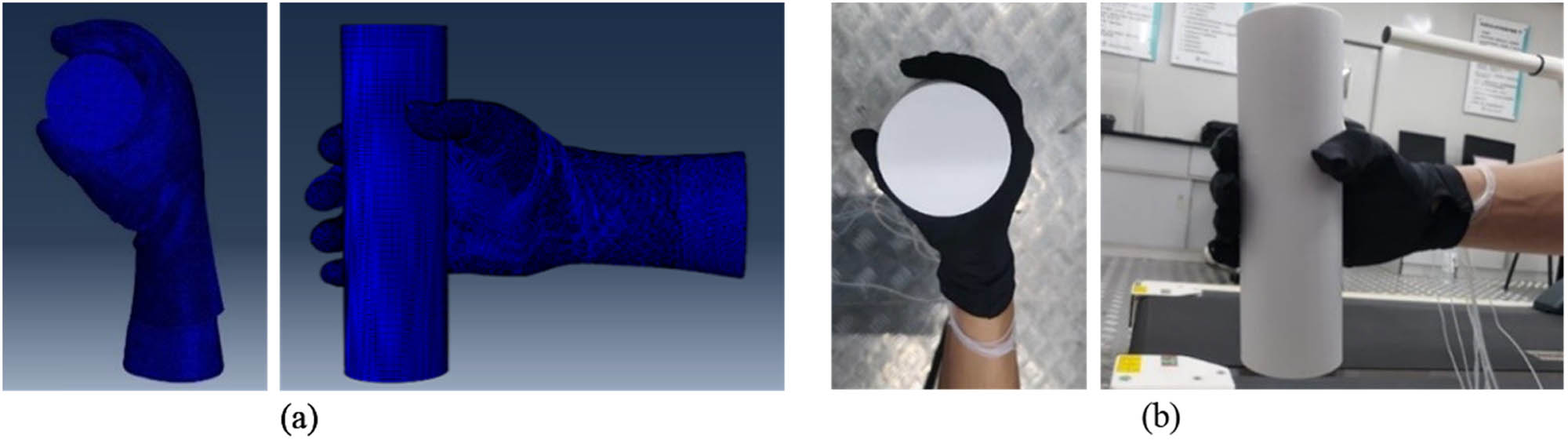 Figure 10
Comparison of the gripping posture: (a) finite element simulation and (b) experiment.