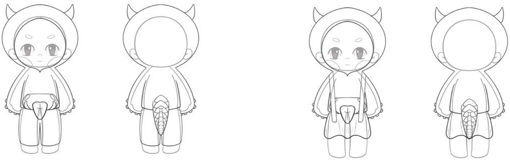 Figure 5
Clothing effect pictures of boys and girls (front and back). Credit: designed and produced by the author.