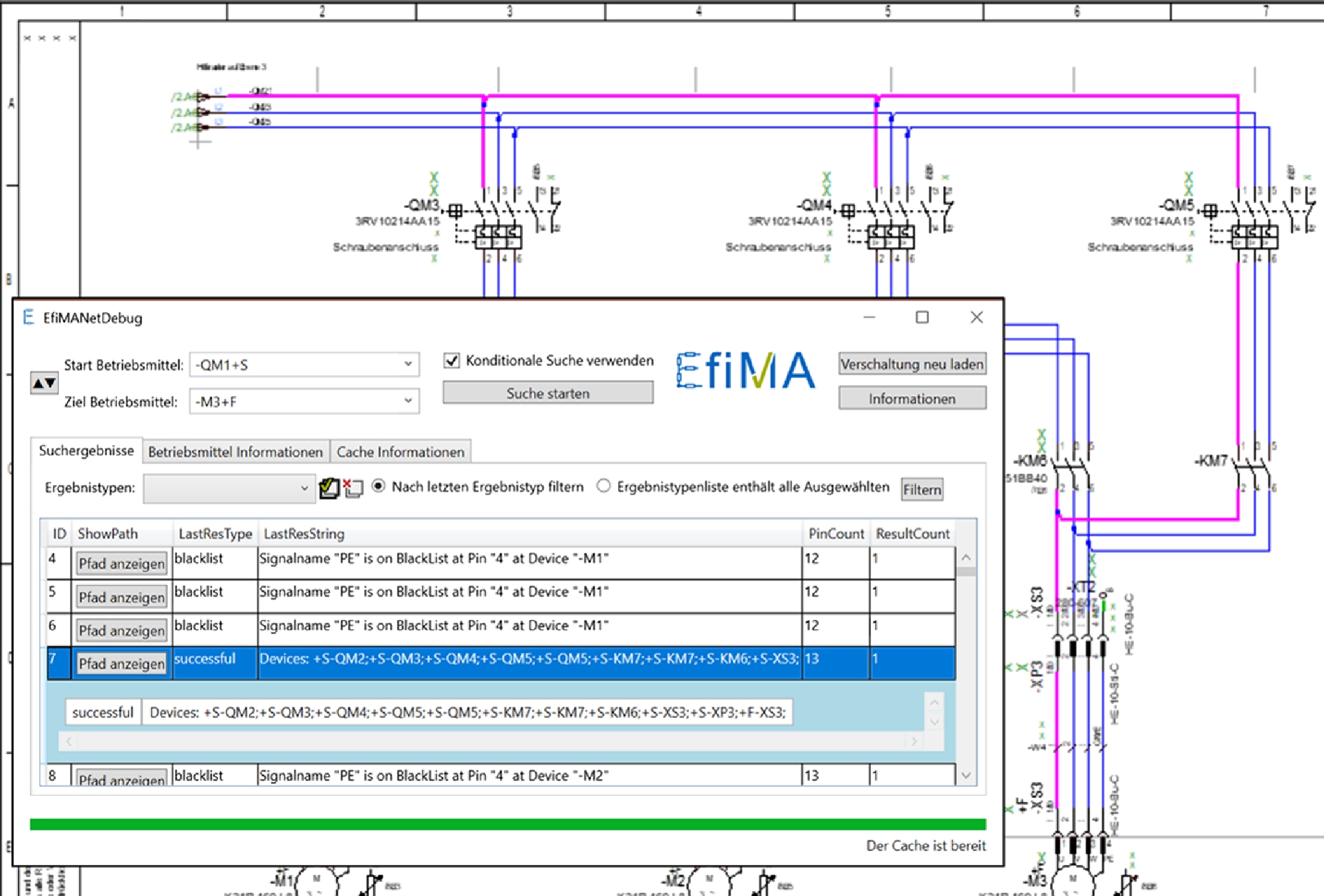 Abb. 6 Exemplarische Pfadverfolgung von Stromeinspeisung bis Aktor.