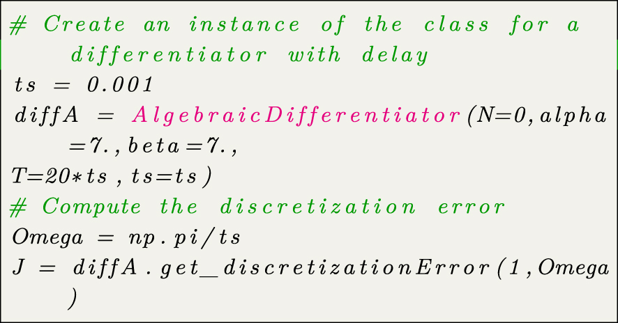 Code snippet 7:
Evaluation of the discretisation error.