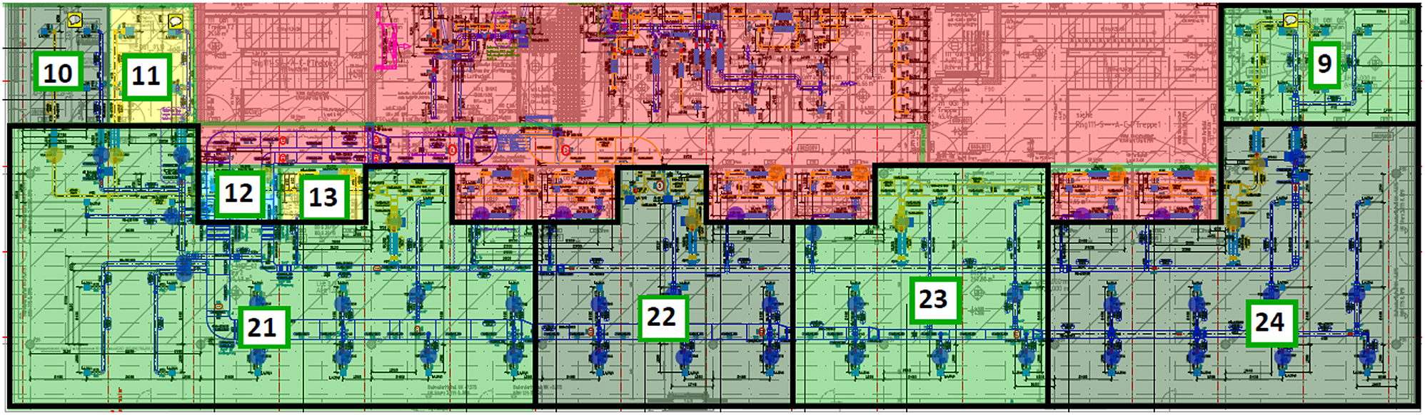 Figure 4: 
Zone layout of the floor at the Bosch research campus in Renningen.
