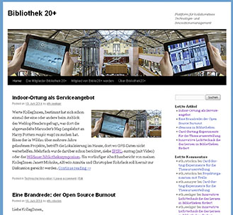 Abb. 1:  So präsentiert sich das neue Weblog Bibliothek 20+. 