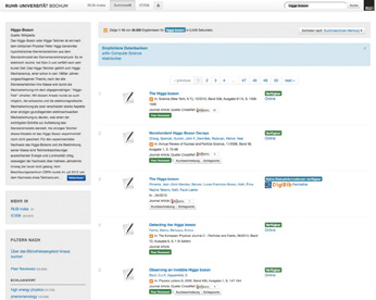 Abb. 2:  Ergebnisliste in Summon. 
