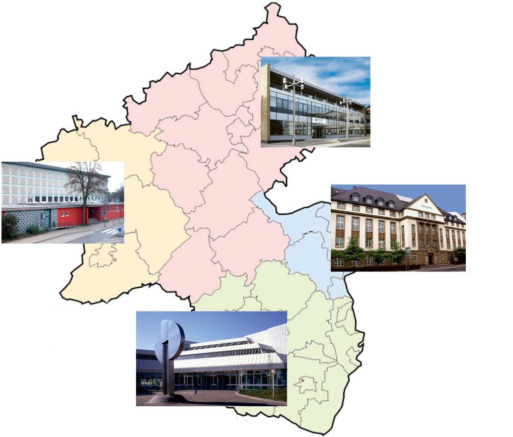Abb.:  Die rheinland-pfälzischen Pflichtexemplarbibliotheken mit ihren Zuständigkeitsbereichen (Druckexemplare).