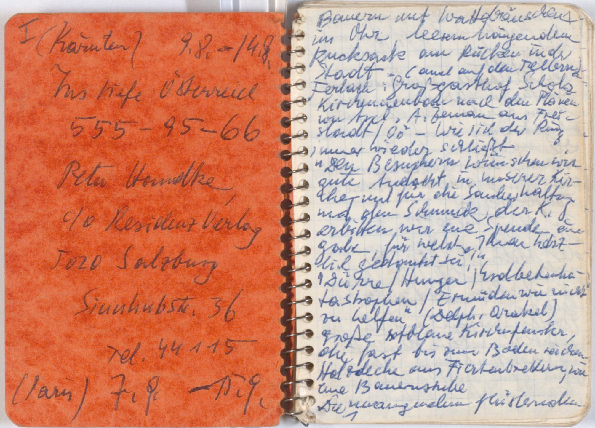 Abb. 4: Peter Handke: Notizbuch mit dem Titel Ins tiefe Österreich, 1979, ÖNB, Literaturarchiv, Sammlung Peter Handke, Leihgabe Hans Widrich, SPH/LW/W12